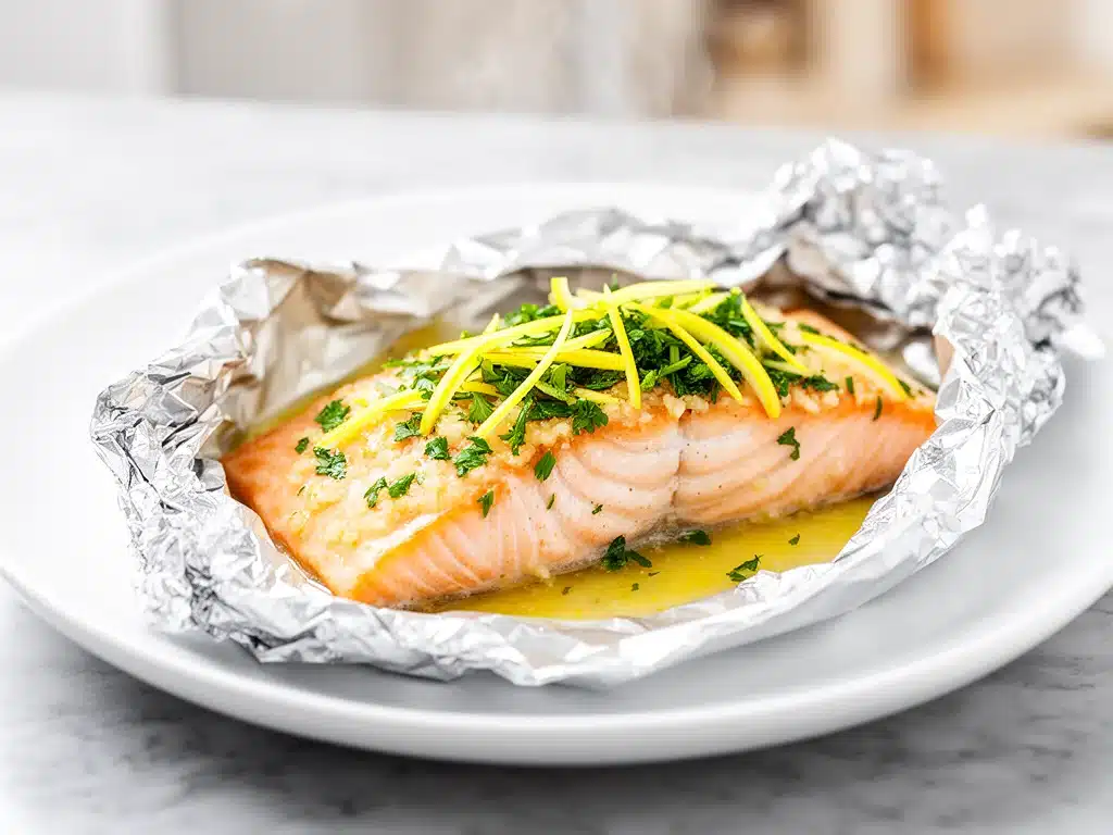 baked lemon garlic butter salmon - featured image