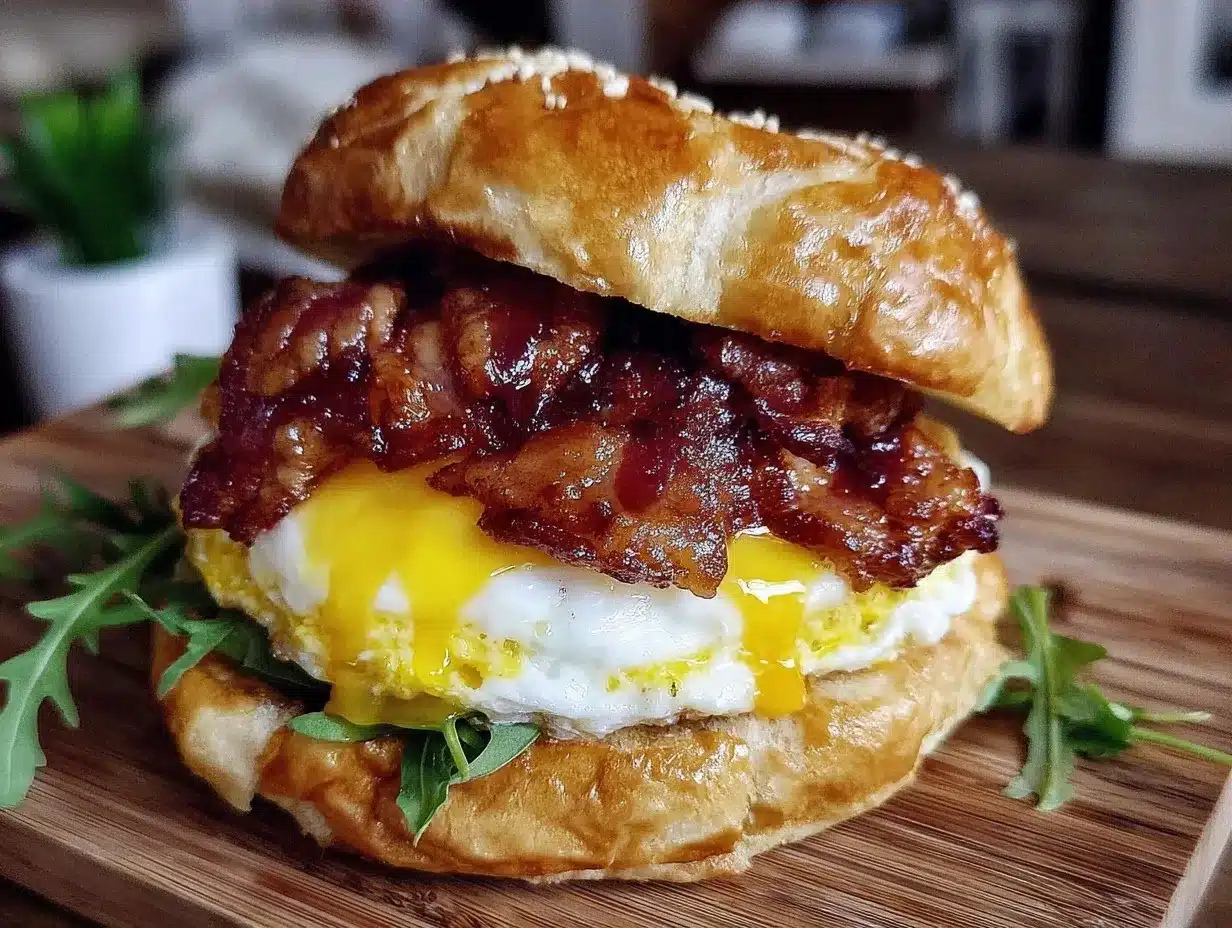 Breakfast Sandwich with Fried Egg and Crispy Bacon 4 breakfast sandwich with fried egg and crispy bacon preparation steps