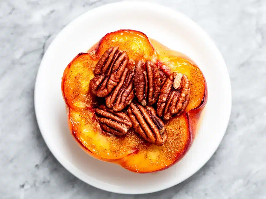 Brown Sugar Cinnamon Baked Peaches with Pecans: Easy Dessert 4 brown sugar cinnamon baked peaches preparation steps