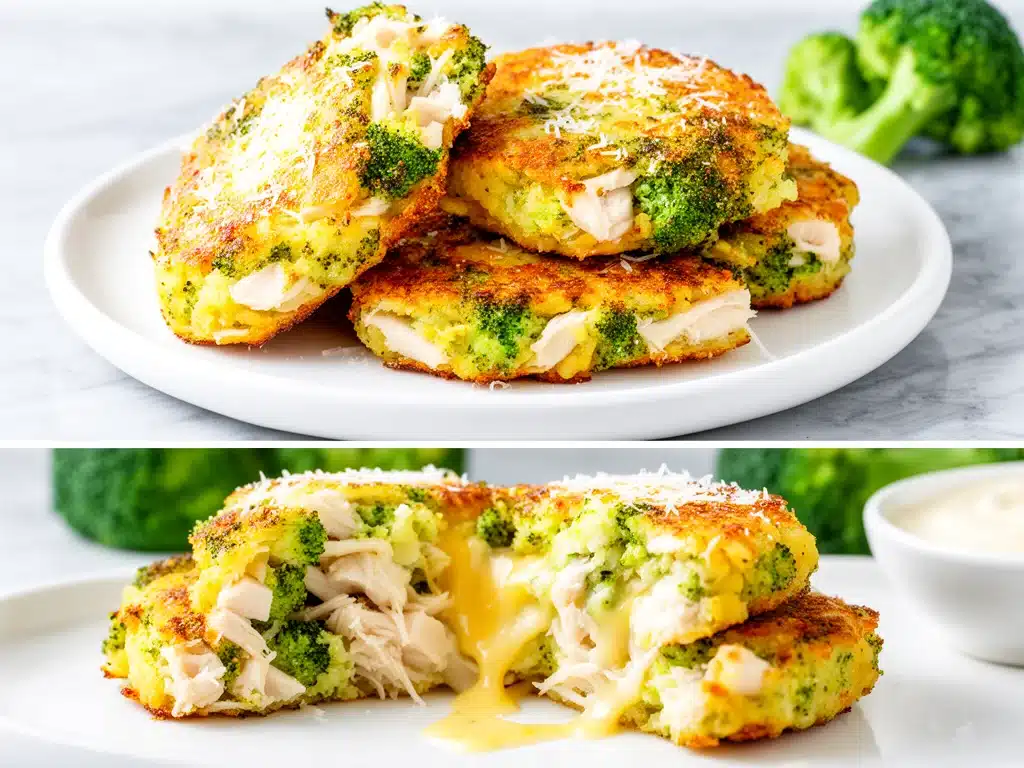 Home 1 cheesy broccoli and chicken fritters - featured image