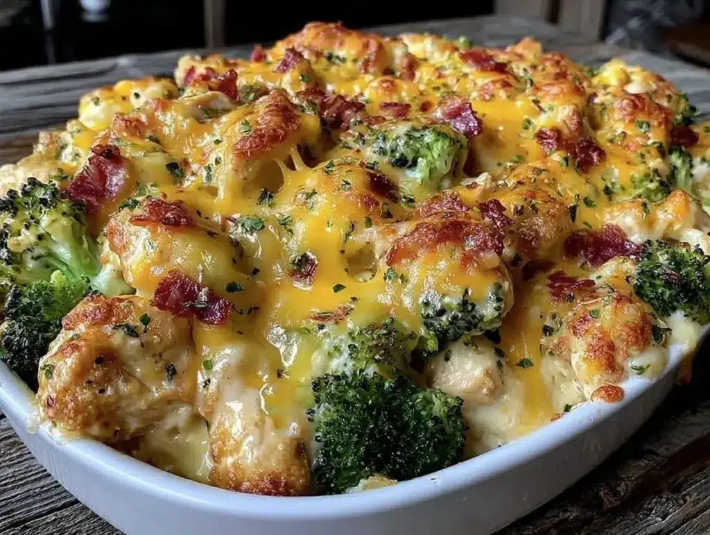 chicken broccoli cheddar casserole - featured image