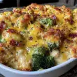 chicken broccoli cheddar casserole - featured image