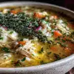 cozy autumn chicken and rice soup - featured image