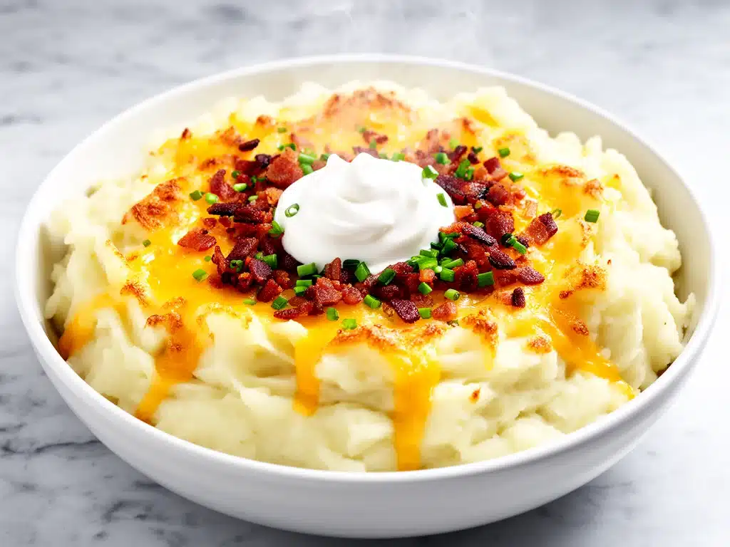 creamy loaded mashed potato casserole - featured image