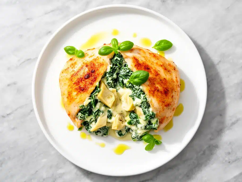 Creamy Spinach Artichoke Stuffed Chicken: Best Easy Copycat Recipe 4 creamy spinach artichoke stuffed chicken preparation steps