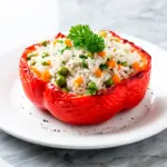 creamy vegetarian stuffed bell peppers - featured image