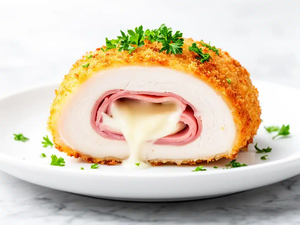 crispy baked chicken cordon bleu - featured image