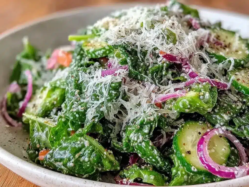 green salad with shaved parmesan - featured image