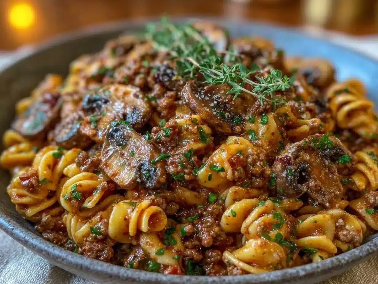 Ground Beef Stroganoff: Easy 5pm One-Pot Meal 4 ground beef stroganoff preparation steps