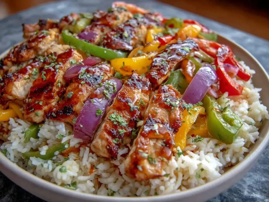 healthy chicken fajita bowl - featured image