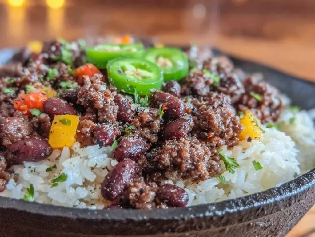 high protein ground beef skillet - featured image