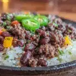 high protein ground beef skillet - featured image