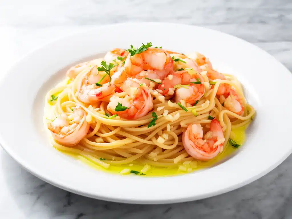 lemon garlic butter shrimp pasta - featured image