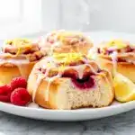 lemon raspberry sweet rolls - featured image