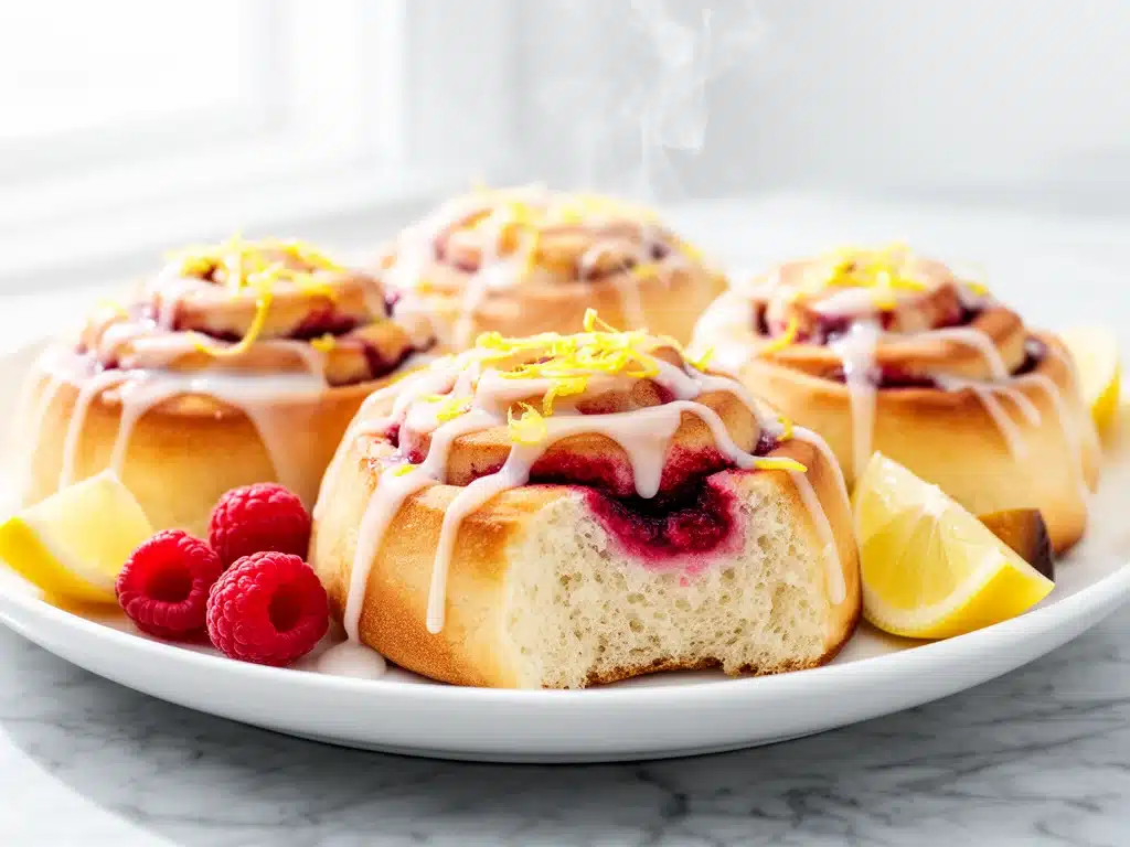 lemon raspberry sweet rolls - featured image