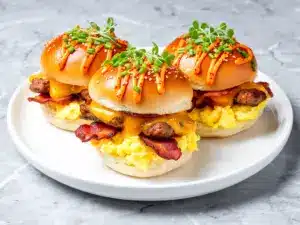 Loaded Sausage and Cheese Breakfast Sliders - featured image