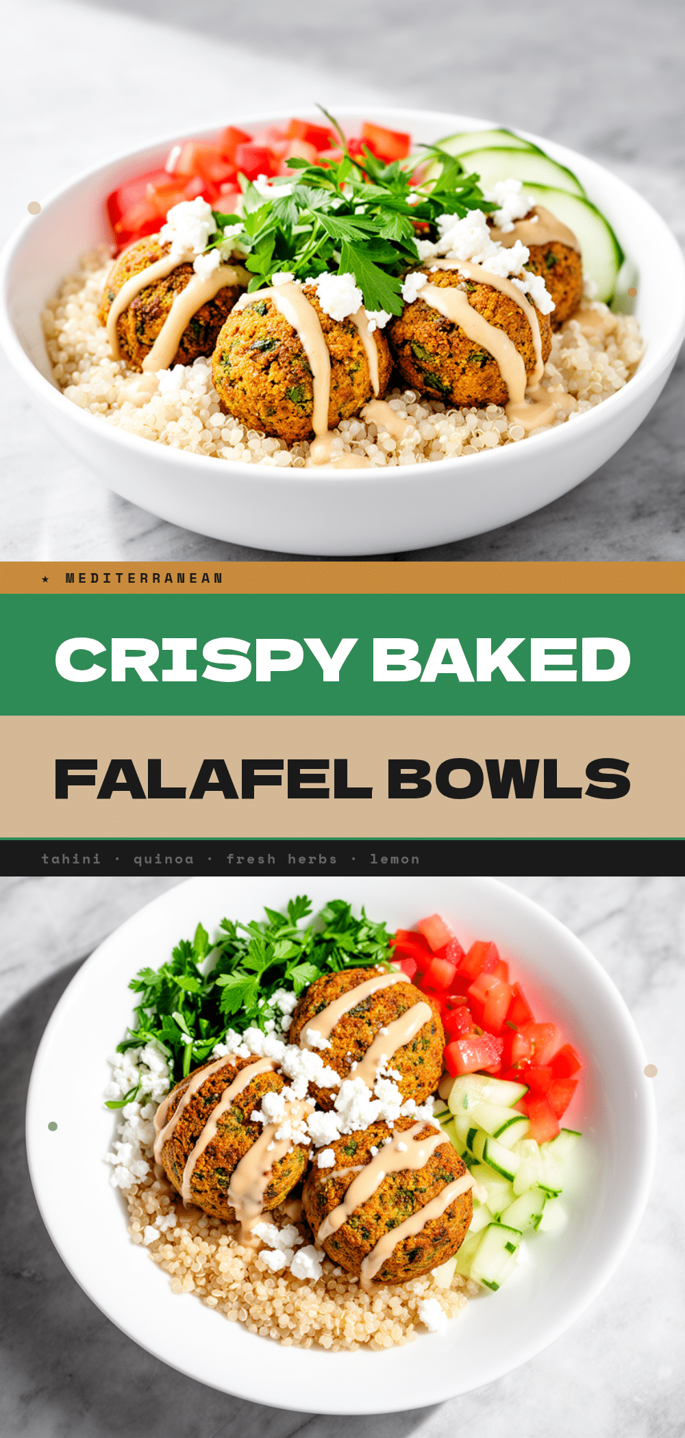 Mediterranean Baked Falafel Bowls: 5-Ingredient Healthy Dinner 5 Mediterranean baked falafel bowls recipe