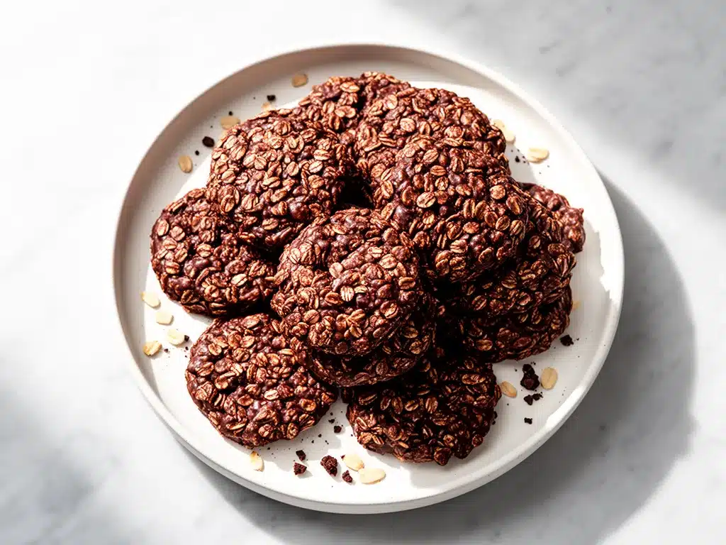 No-Bake Chocolate Oat Fudge Cookies: 5-Ingredient Easy Dessert 4 no-bake chocolate oat fudge cookies preparation steps
