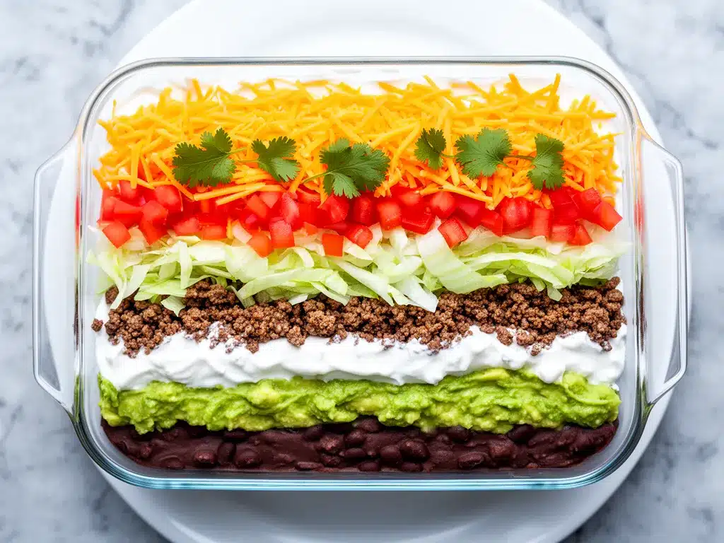 Ultimate Creamy Seven Layer Taco Dip: Easy Tailgate Recipe 4 seven layer taco dip preparation steps