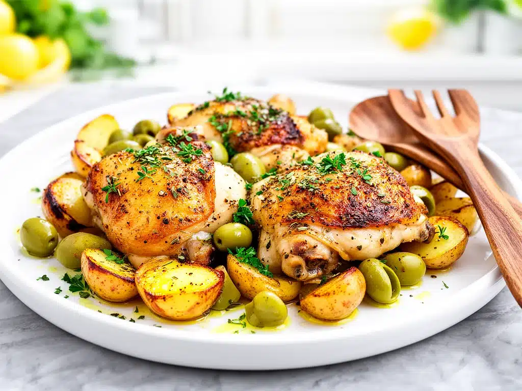 sheet pan greek chicken and potatoes - featured image
