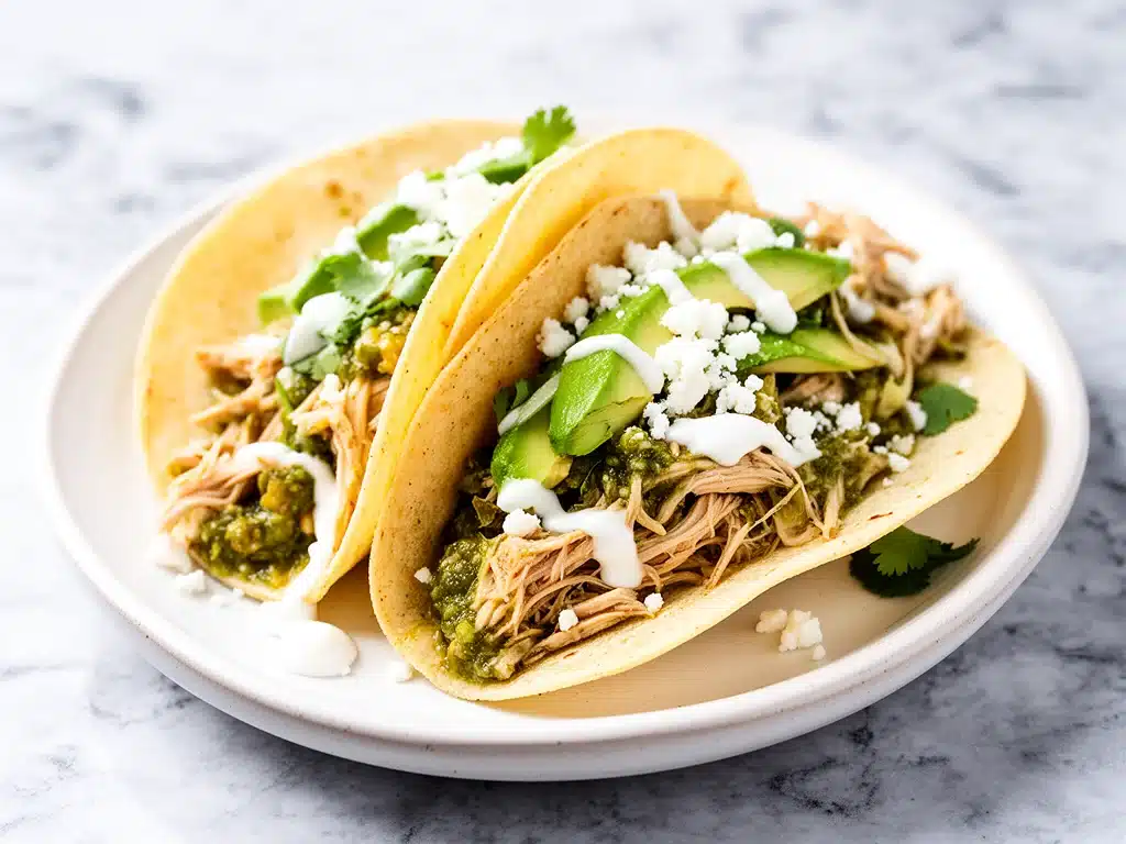 slow cooker salsa verde chicken tacos - featured image