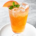 sparkling peach ginger mocktail - featured image
