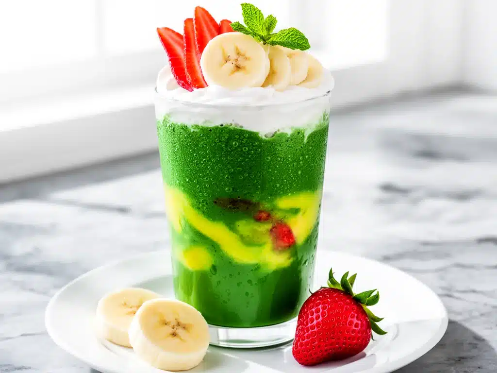 vegan strawberry banana green smoothie - featured image