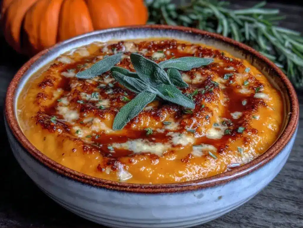 butternut squash soup with sage brown butter - featured image