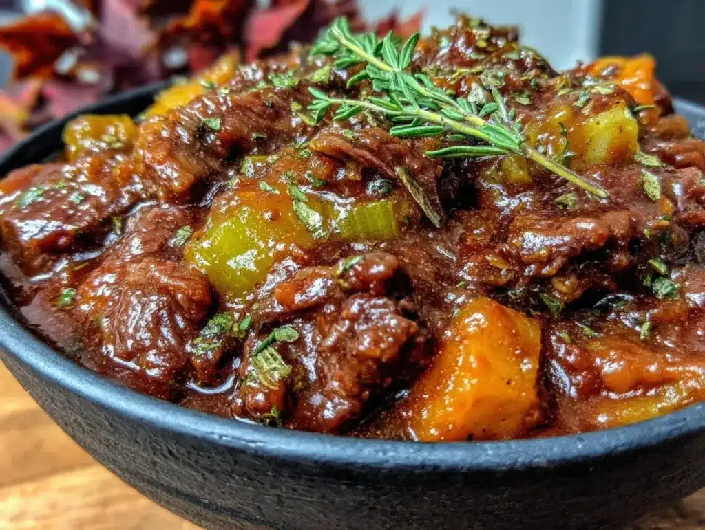 cozy fall slow cooker beef and root vegetable stew - featured image