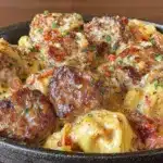 creamy sausage tortellini skillet - featured image