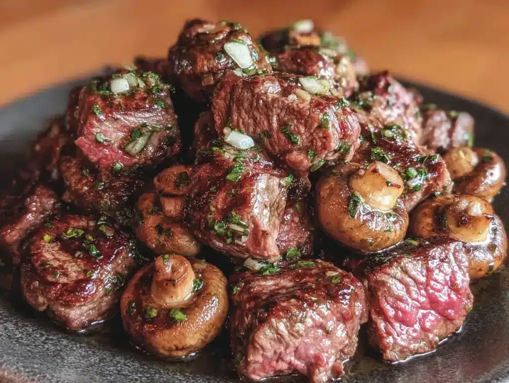 paleo garlic butter steak bites - featured image